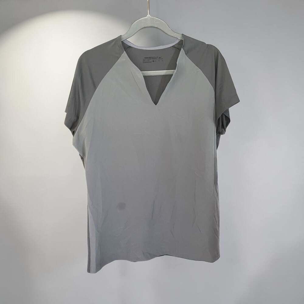 Nike Golf Women's Dri-FIT Stay Cool V-Neck Short Sleeve Performance Top Gray XL
